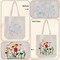 Embroidery Kit Canvas Tote Bag for Beginners,Cross Stitch Kits for Adults,DIY Crafts Needlepoint Include Hummingbird Floral Pattern,Women Shopping Reusable Grocery Bags
